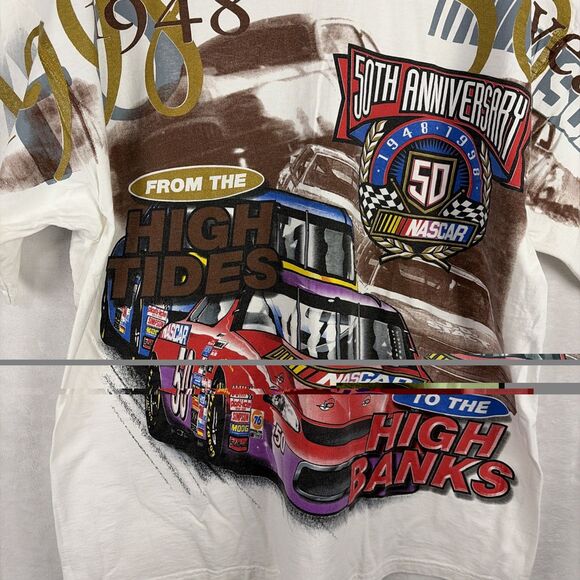 Vintage Chase Authentics 1998 All Over Print 50th Anniversary NASCAR T-shirt XL - Picture 2 of 7